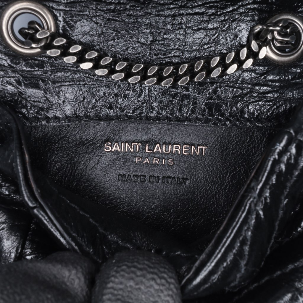 Saint Laurent Micro Crinkled Leather Niki Airpods Case with Chain - 5