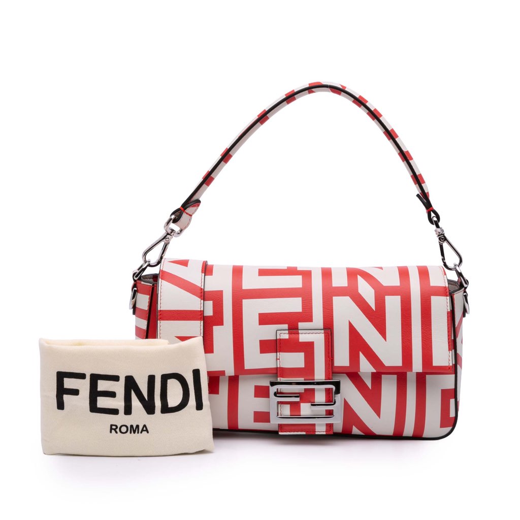 Fendi Marc Jacobs Nappa Vitello King Logo Print Phone Baguette Satchel - Image 14