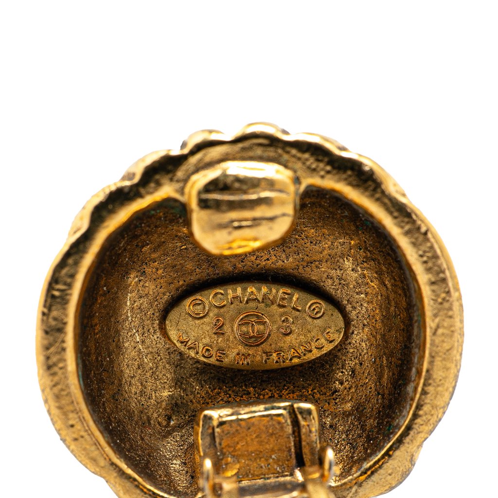 Chanel Gold Plated CC Dome Clip On Earrings - 3