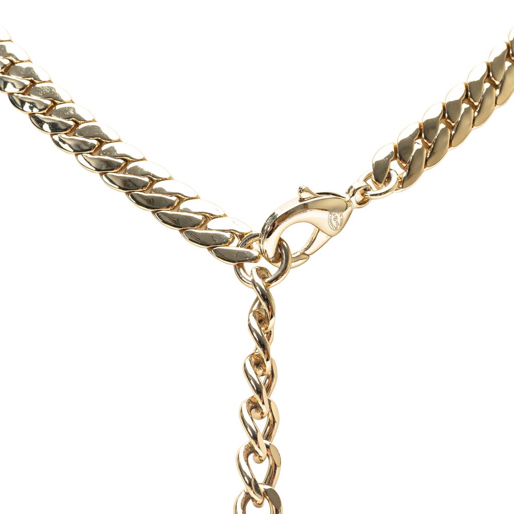 Chanel White Gold CC Rhinestones Pendant Necklace - 2