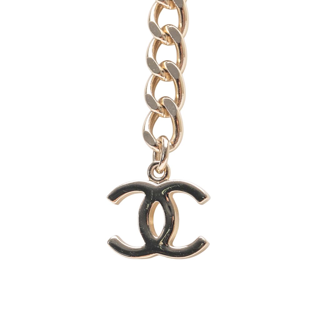 Chanel White Gold CC Rhinestones Pendant Necklace - 4