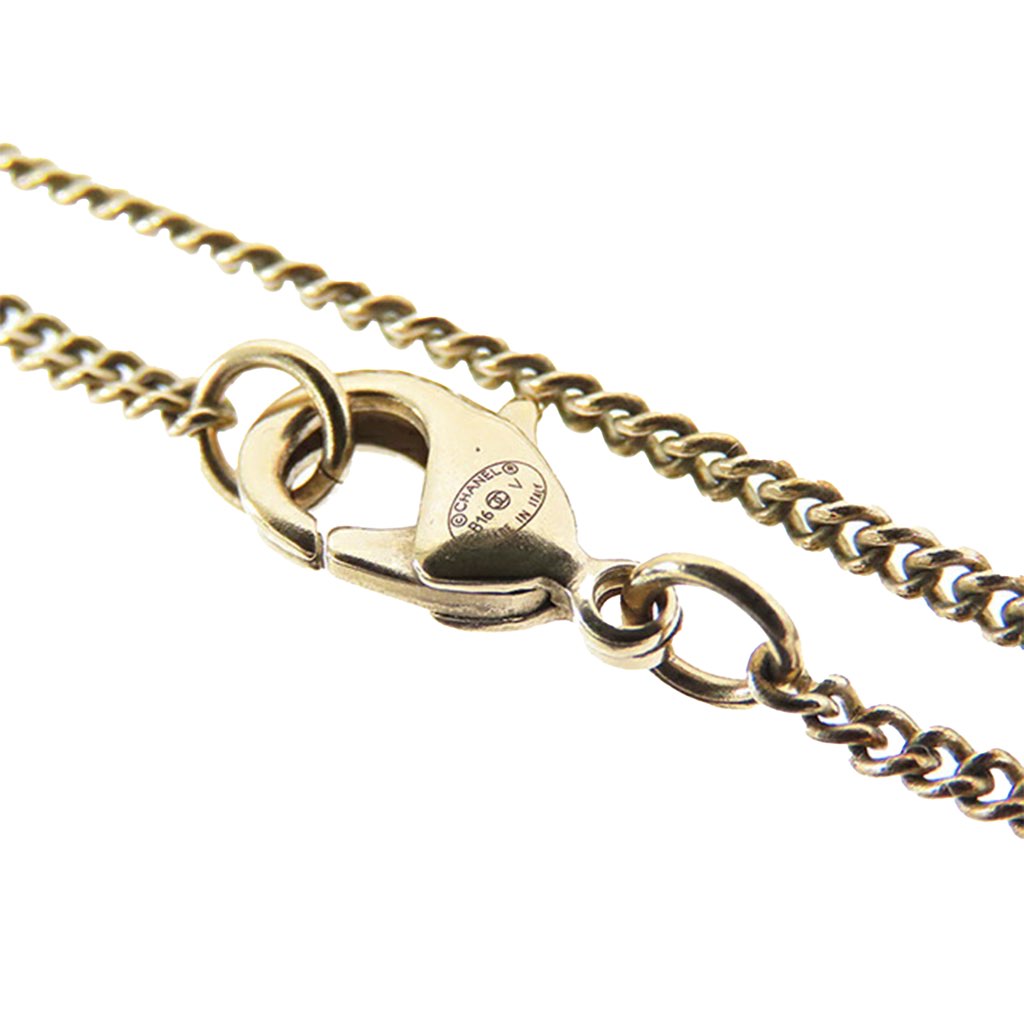 Chanel Gold Plated CC Bow Crystal Pendant Necklace - 5