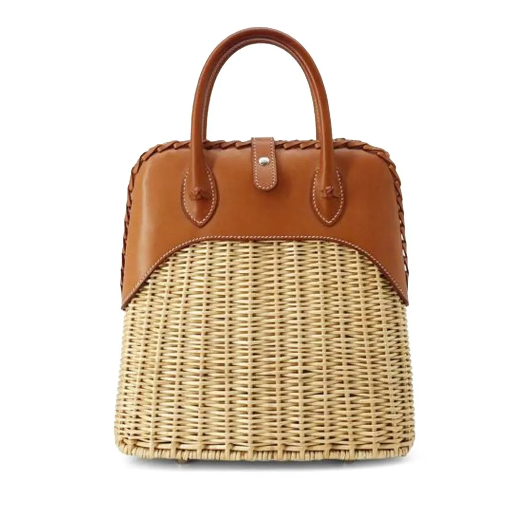 Hermès Osier Wicker and Barenia Bolide Picnic 24 Brown Good - Front View