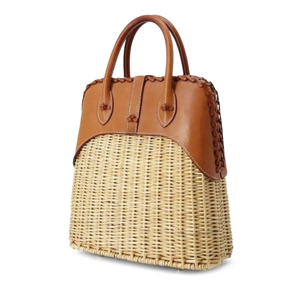 Hermès Osier Wicker and Barenia Bolide Picnic 24 Brown Good - Back View