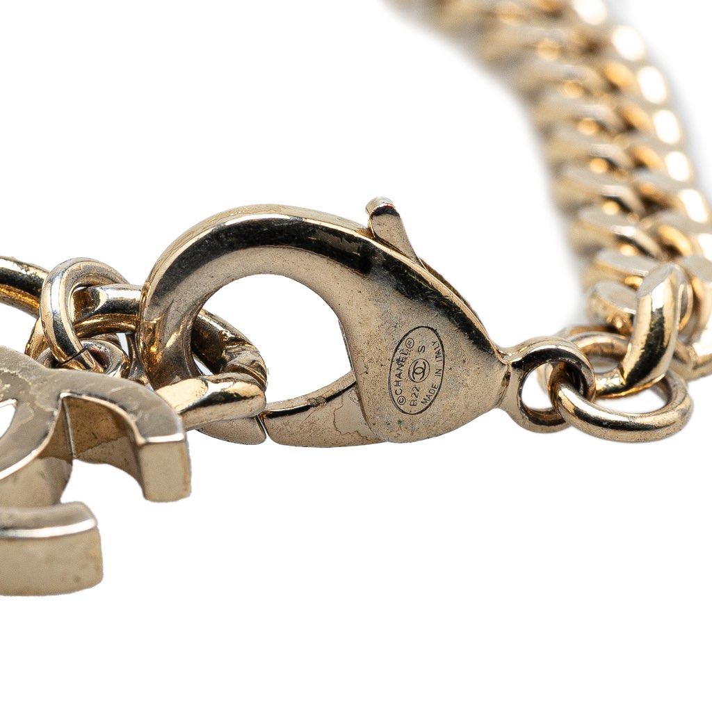 Chanel Gold Plated CC Rhinestones Chain Bracelet - Detail 1