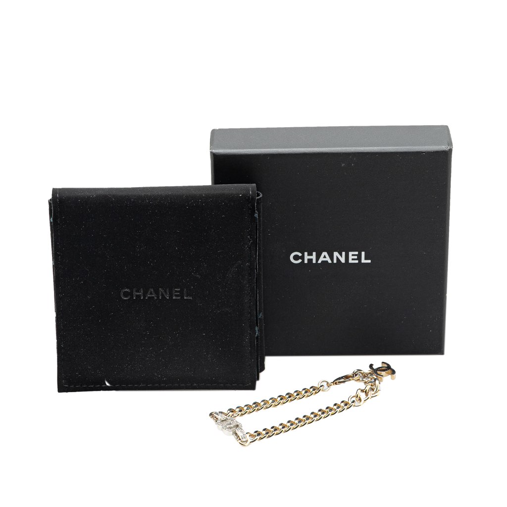 Chanel Gold Plated CC Rhinestones Chain Bracelet - Detail 2