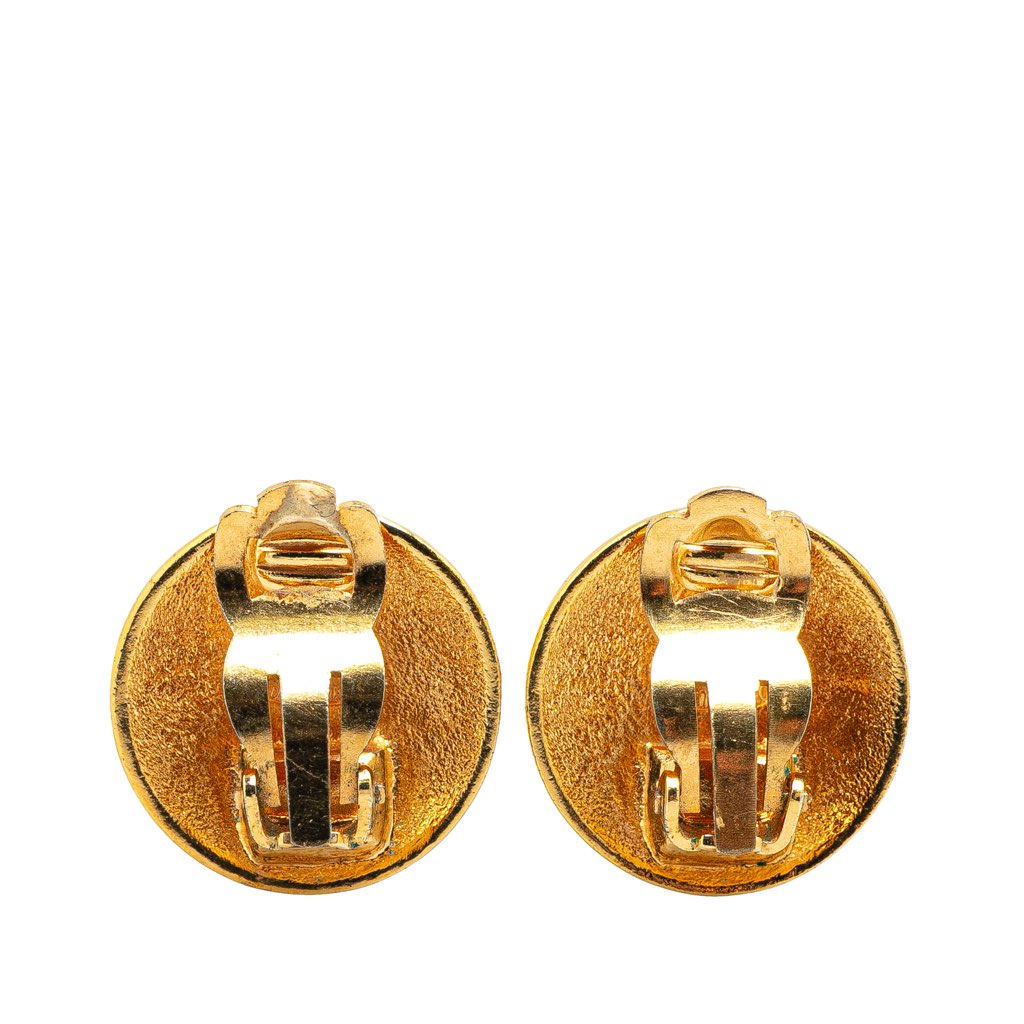 Chanel Gold Plated CC Crown Clip On Earrings - 2