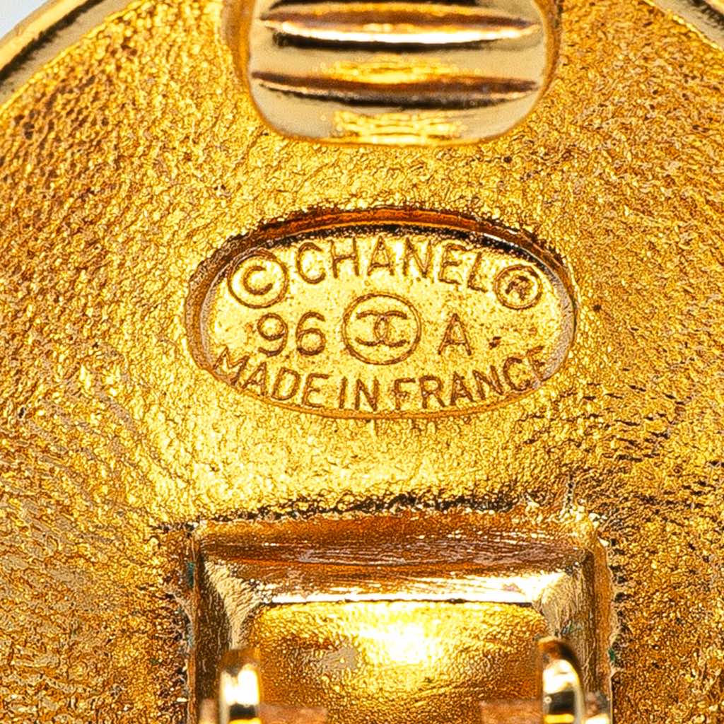 Chanel Gold Plated CC Crown Clip On Earrings - 3