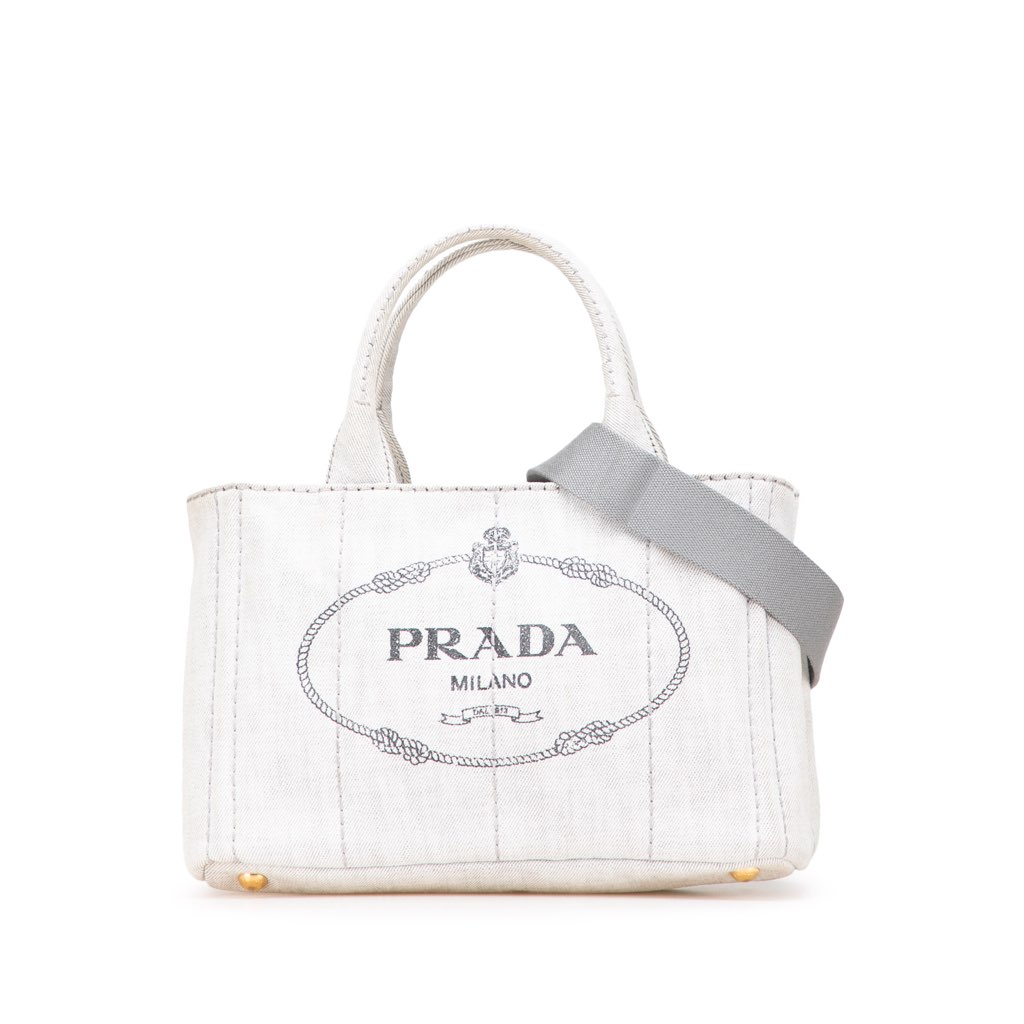 Prada Small Denim Canapa Logo Satchel