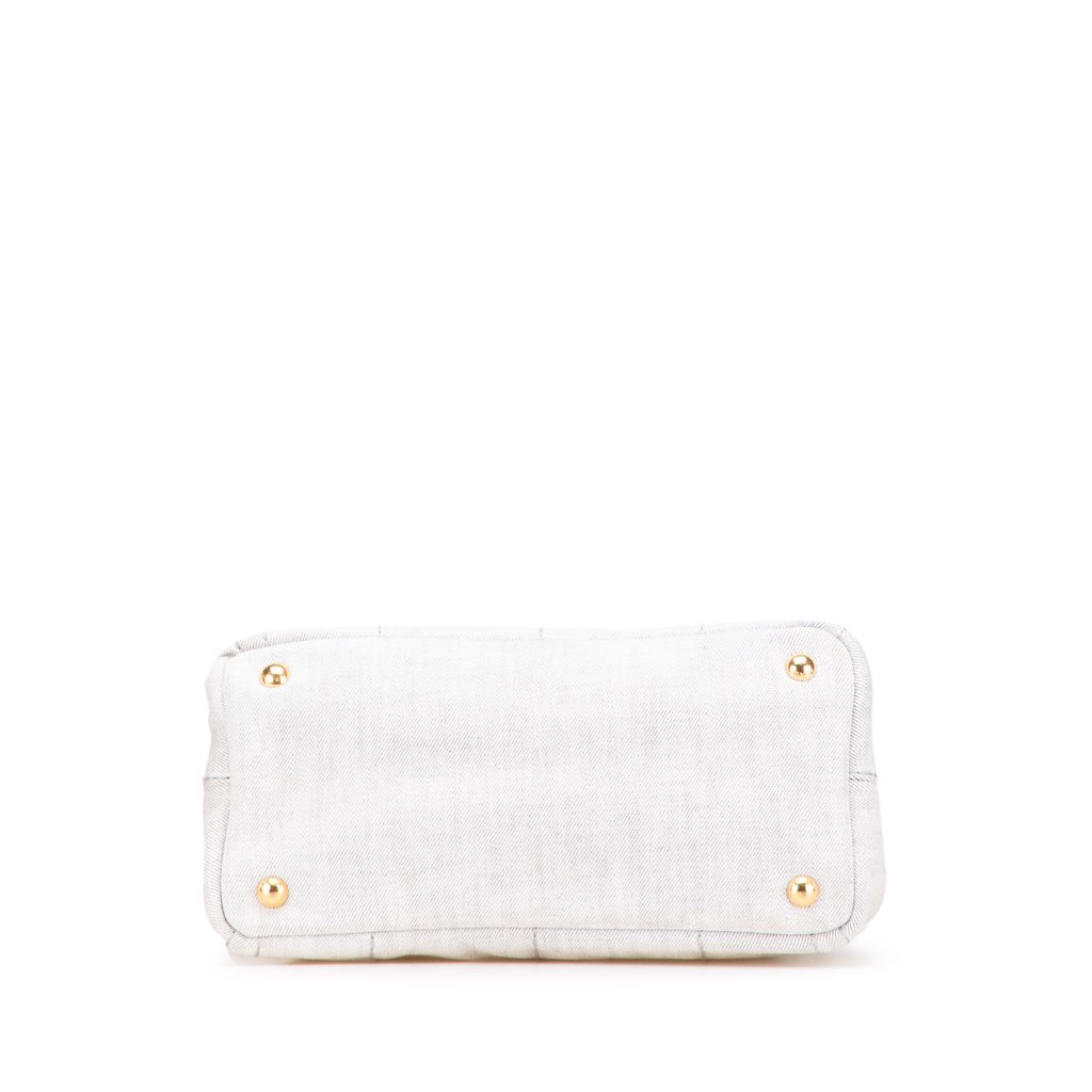 Prada Small Denim Canapa Logo Satchel - 3