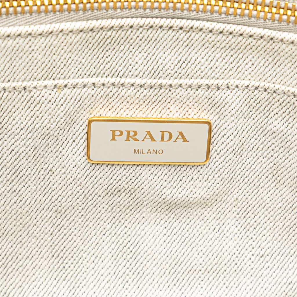 Prada Small Denim Canapa Logo Satchel - 5