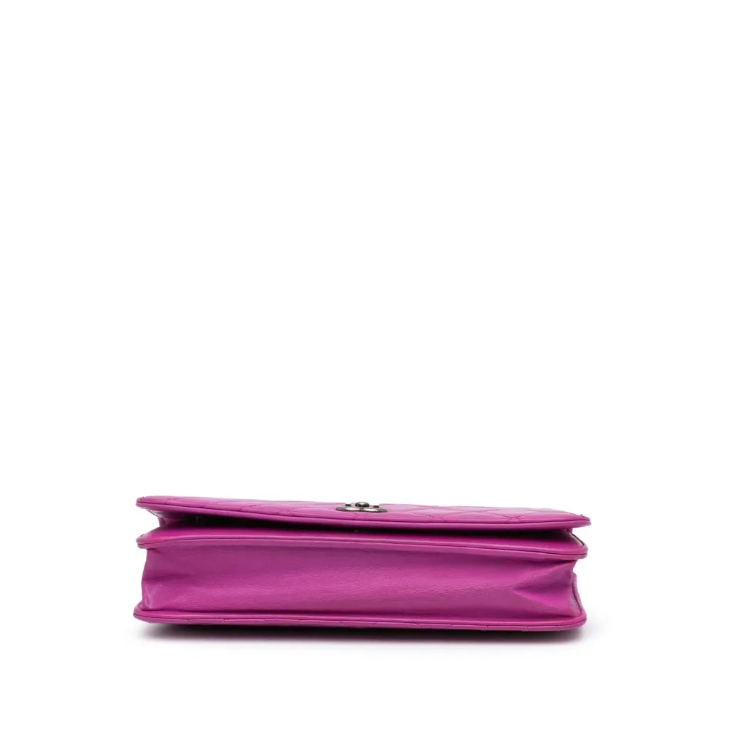 Chanel Lambskin Coco Boy Wallet On Chain Purple Leather Very good - Inside View