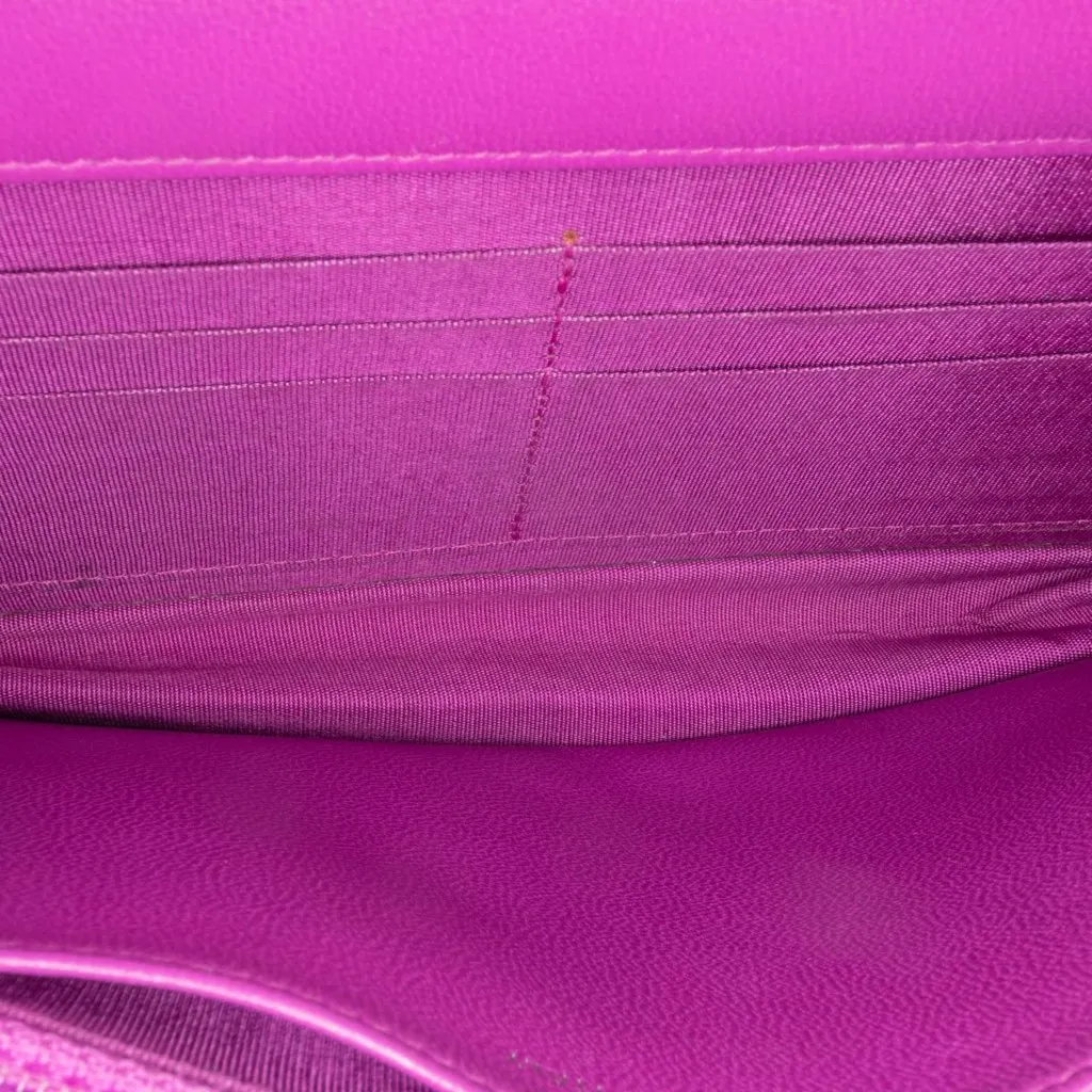 Chanel Lambskin Coco Boy Wallet On Chain Purple Leather Very good - Model View