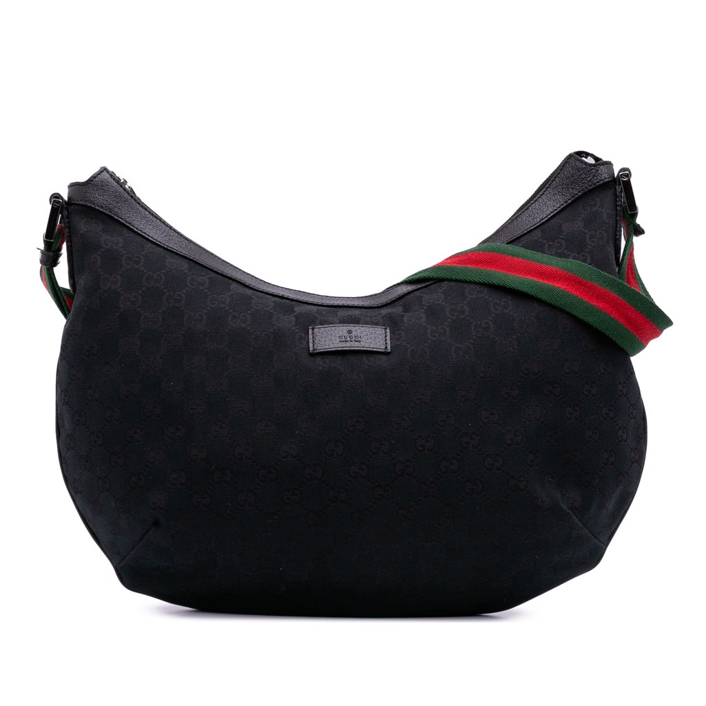 Gucci Medium GG Canvas Web Half Moon Crossbody