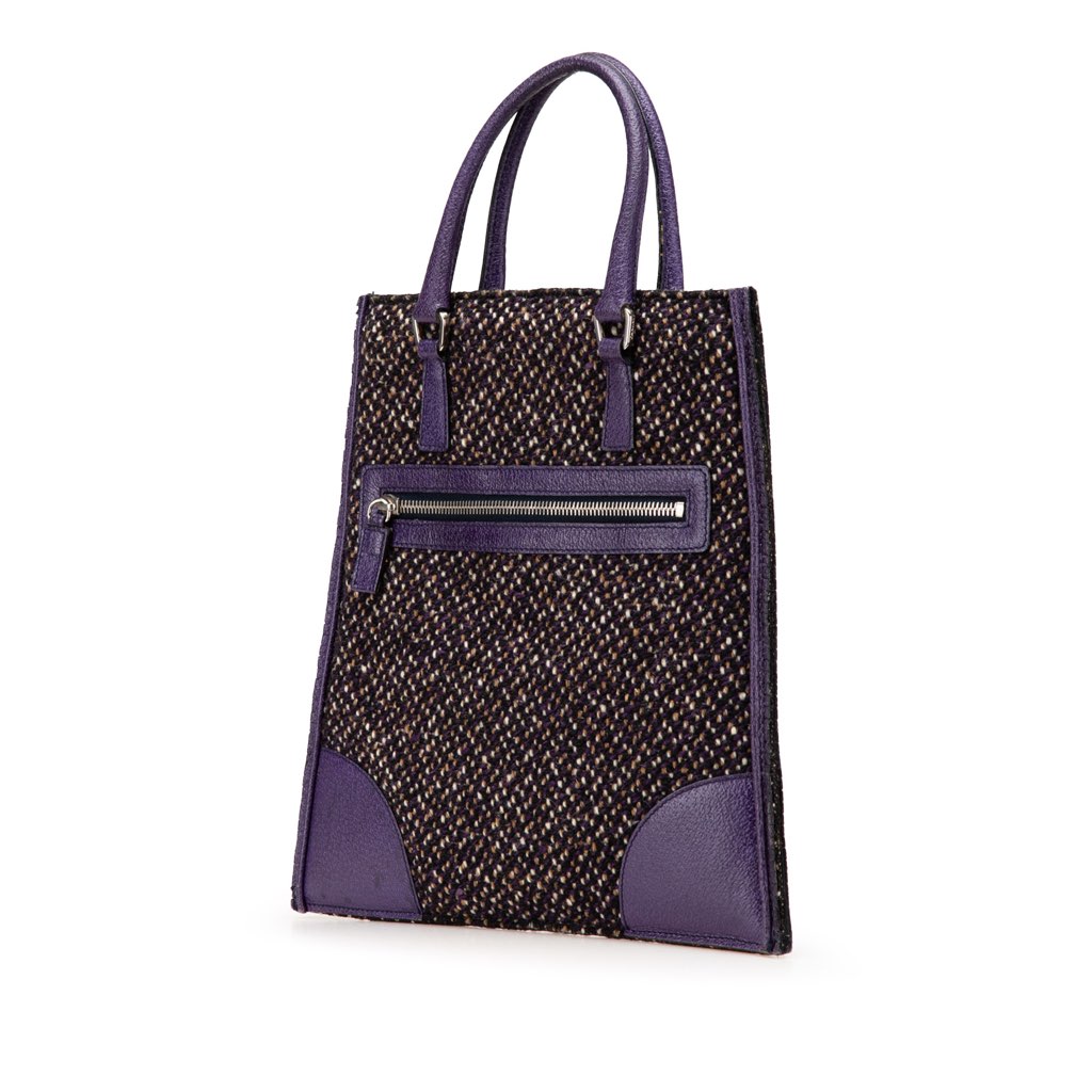 Prada Vitello Trimmed Tweed Flat Tote - 2