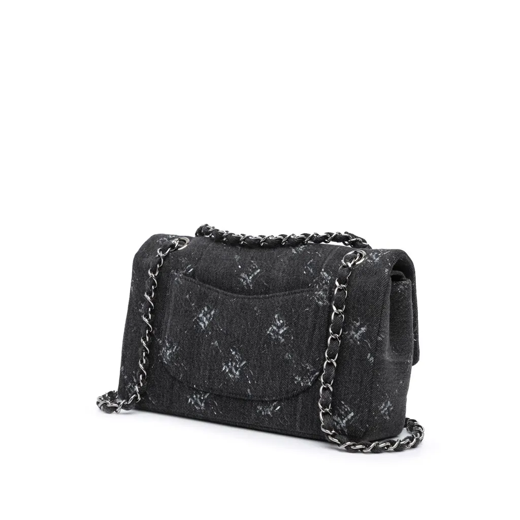 Chanel Medium Denim Double Flap Black Denim Very good - Back View