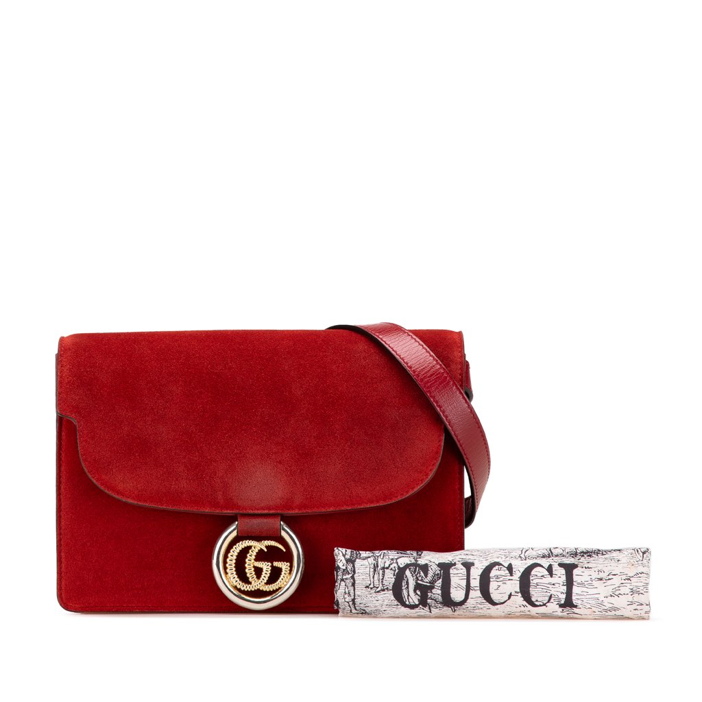 Gucci Small Suede GG Ring Torchon Crossbody - Image 16
