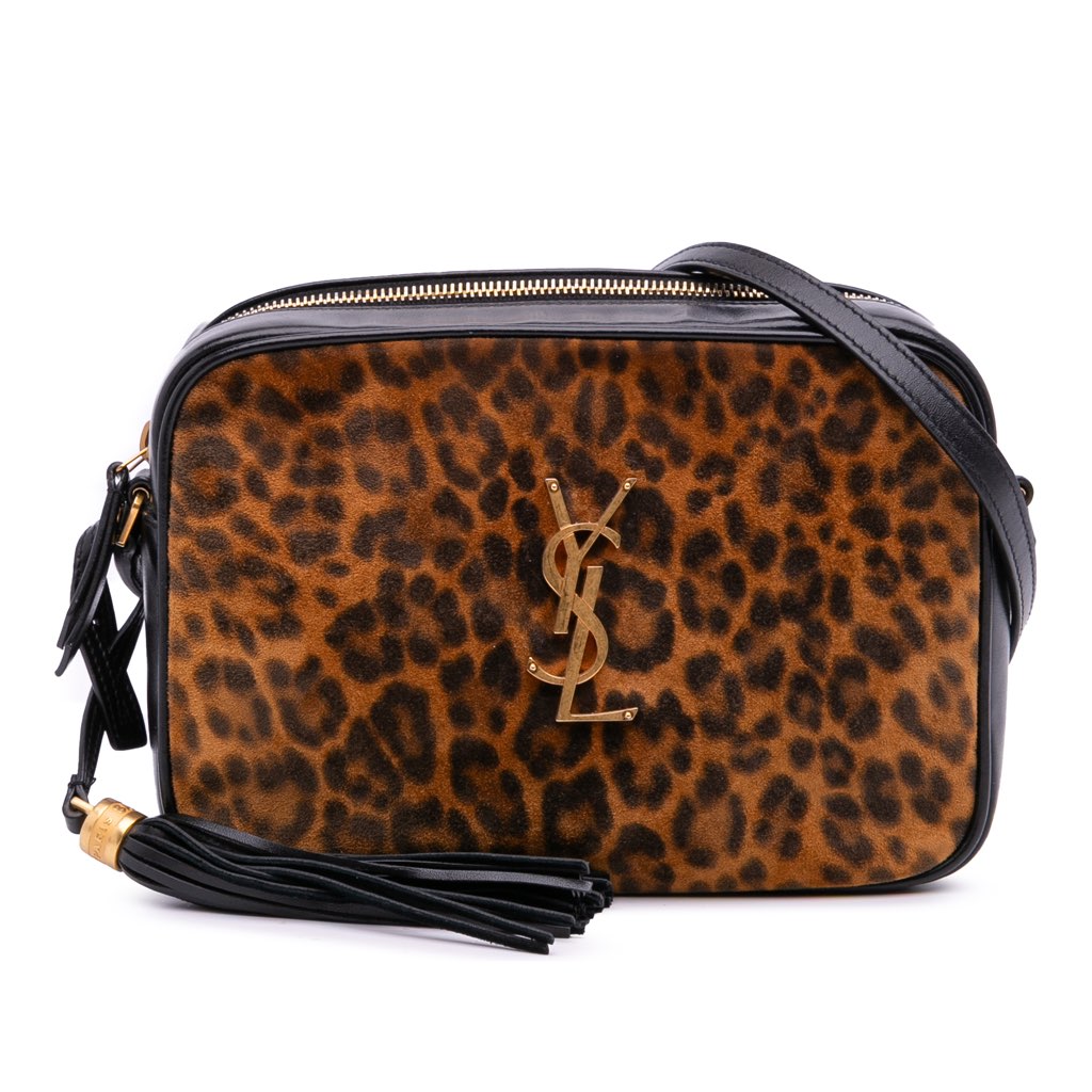 Saint Laurent Medium Suede Leopard Print Lou Camera Bag