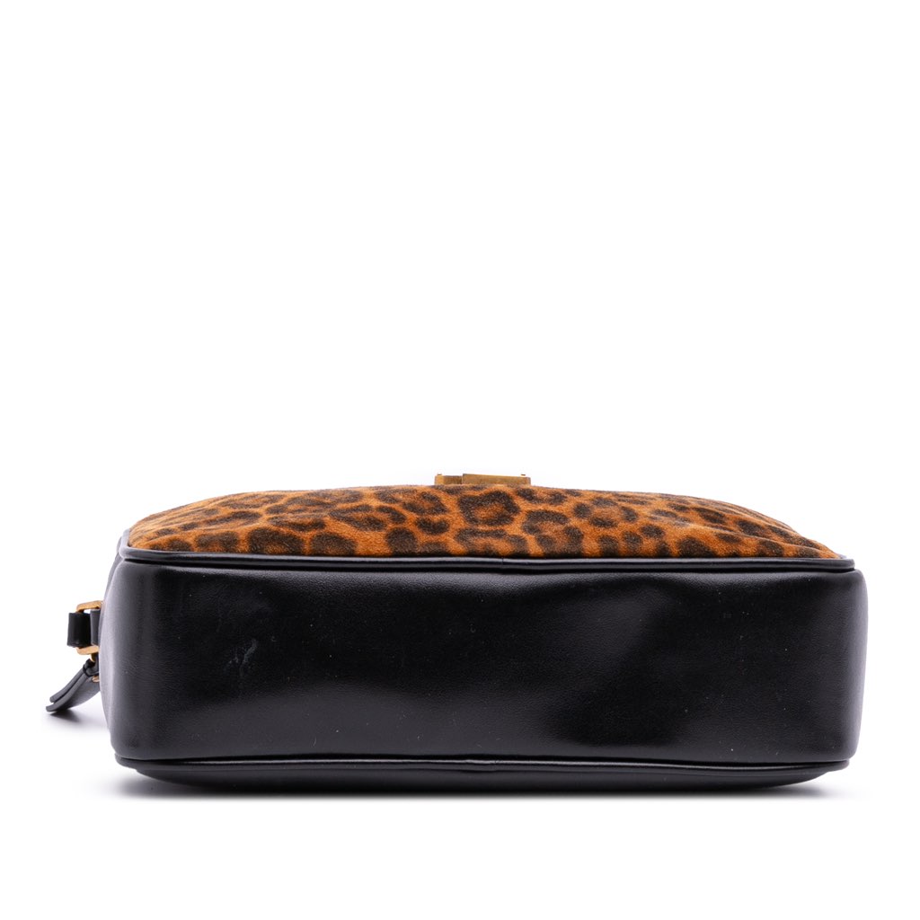Saint Laurent Medium Suede Leopard Print Lou Camera Bag - 3