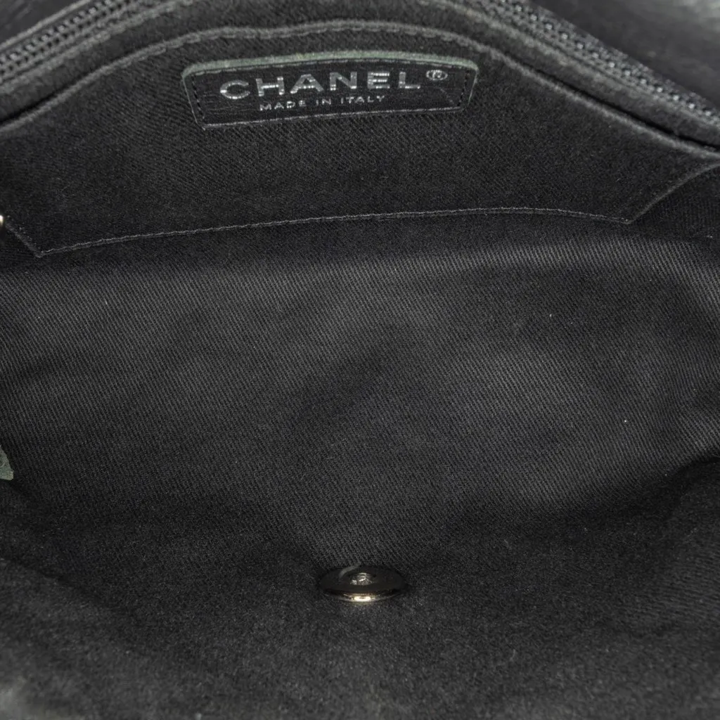 Chanel Quilted Calfskin Curvy Flap Black Leather Good - Model View