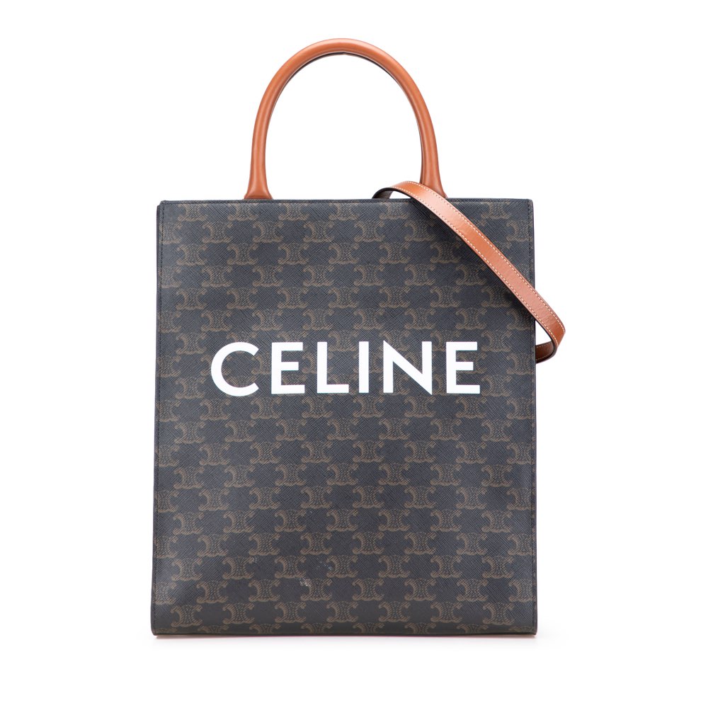 Celine Small Triomphe Coated Canvas Vertical Cabas Tote