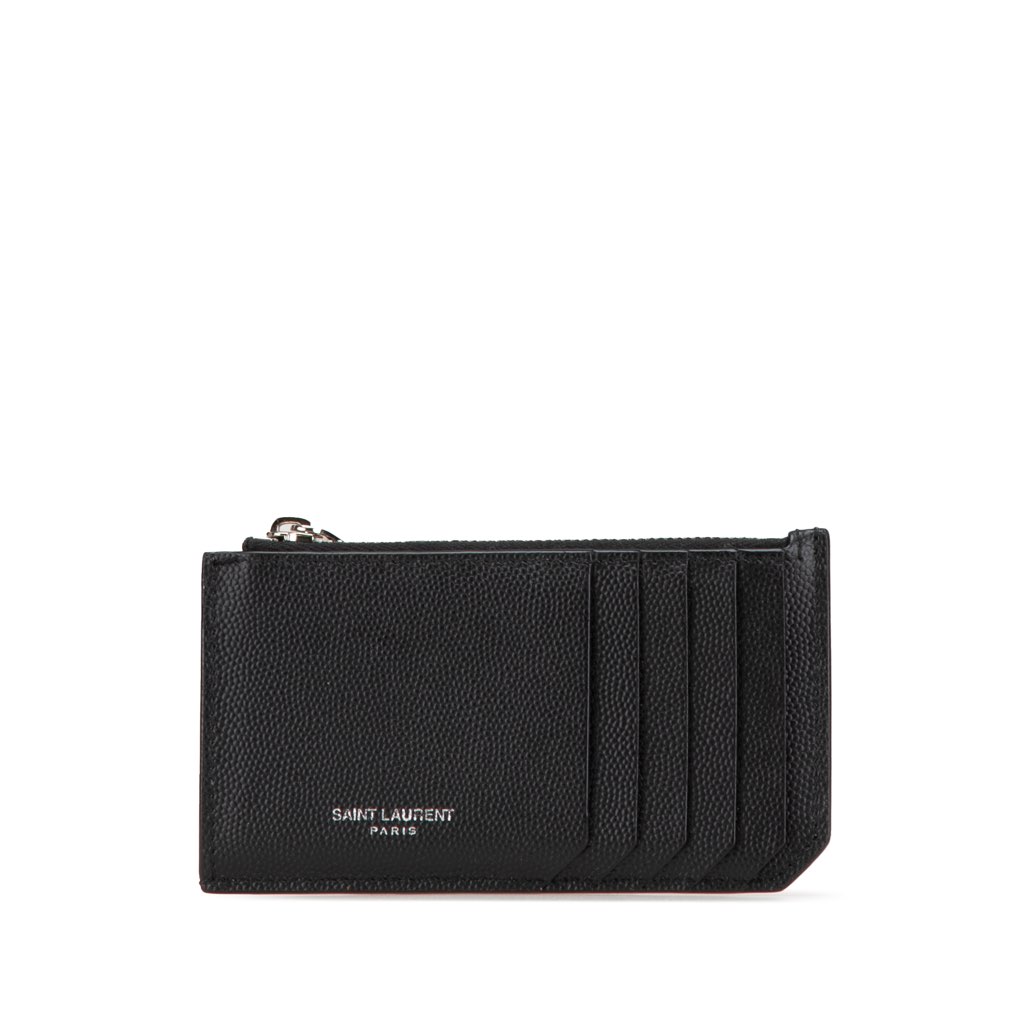Saint Laurent Grain de Poudre Fragments Zipped Card Case