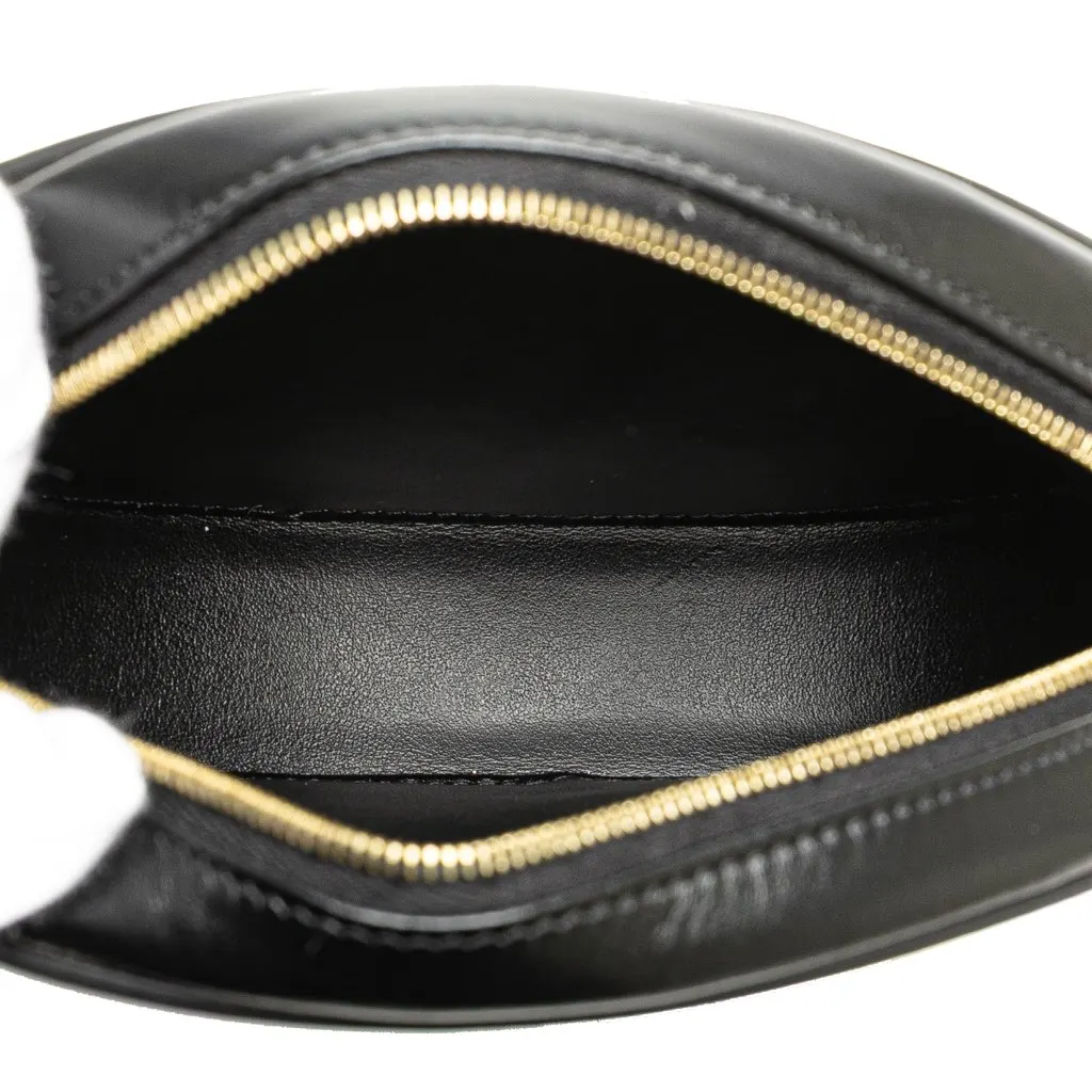 Celine Small Calfskin Cuir Triomphe Oval Crossbody Black Leather Good - Model View