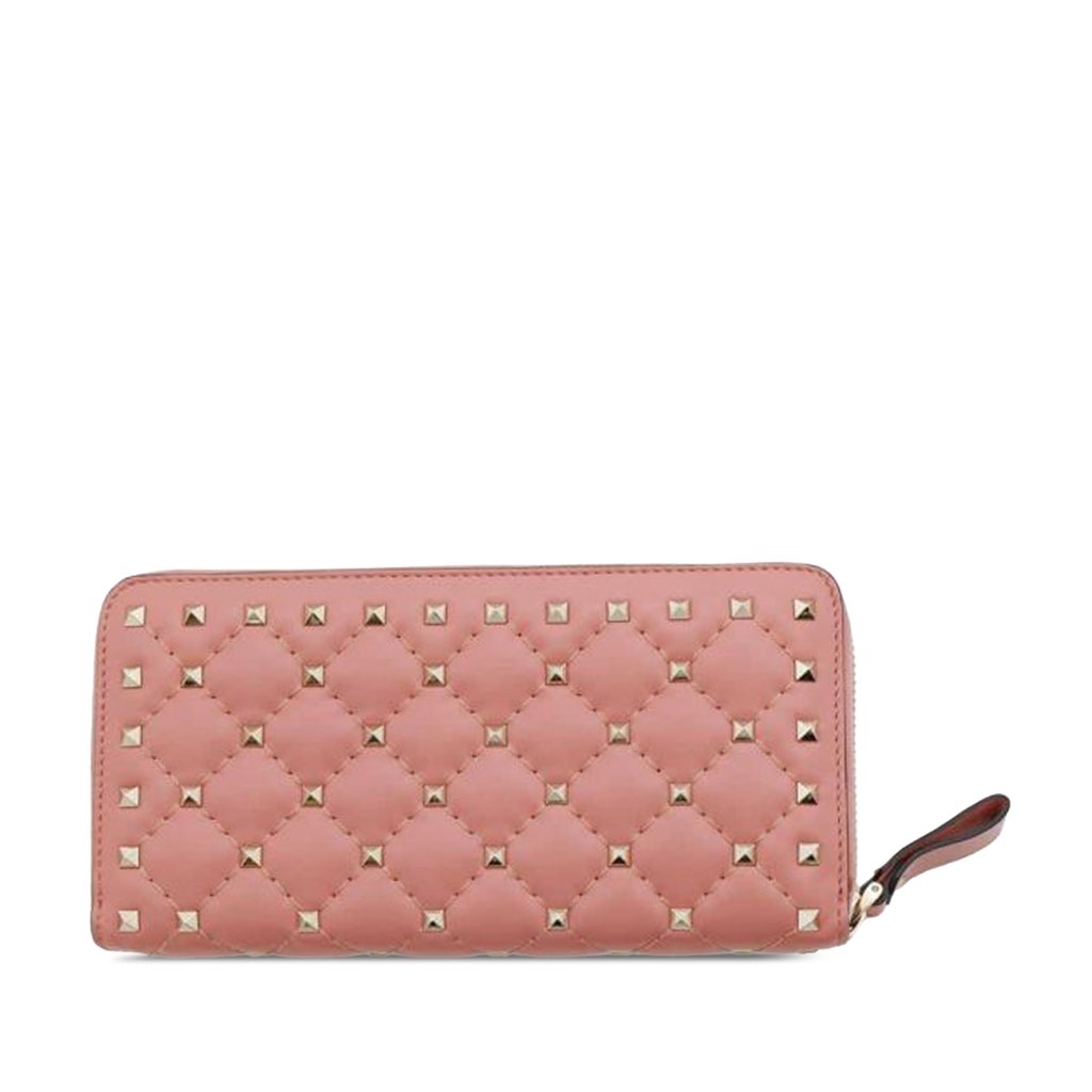 Valentino Lambskin Rockstud Spike Heart Zip Around Wallet - 2