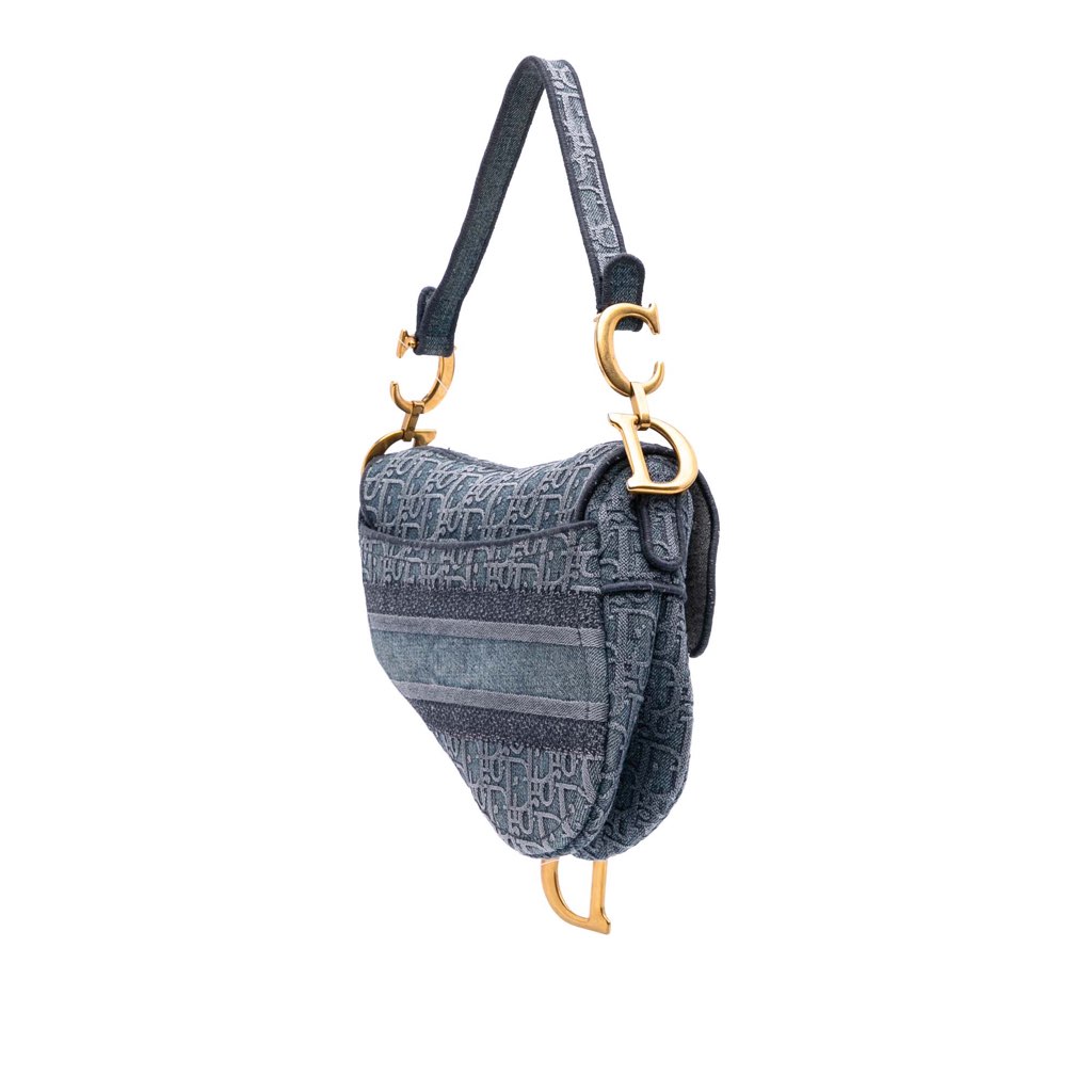 Dior Oblique Denim Embroidered Saddle Bag - 2