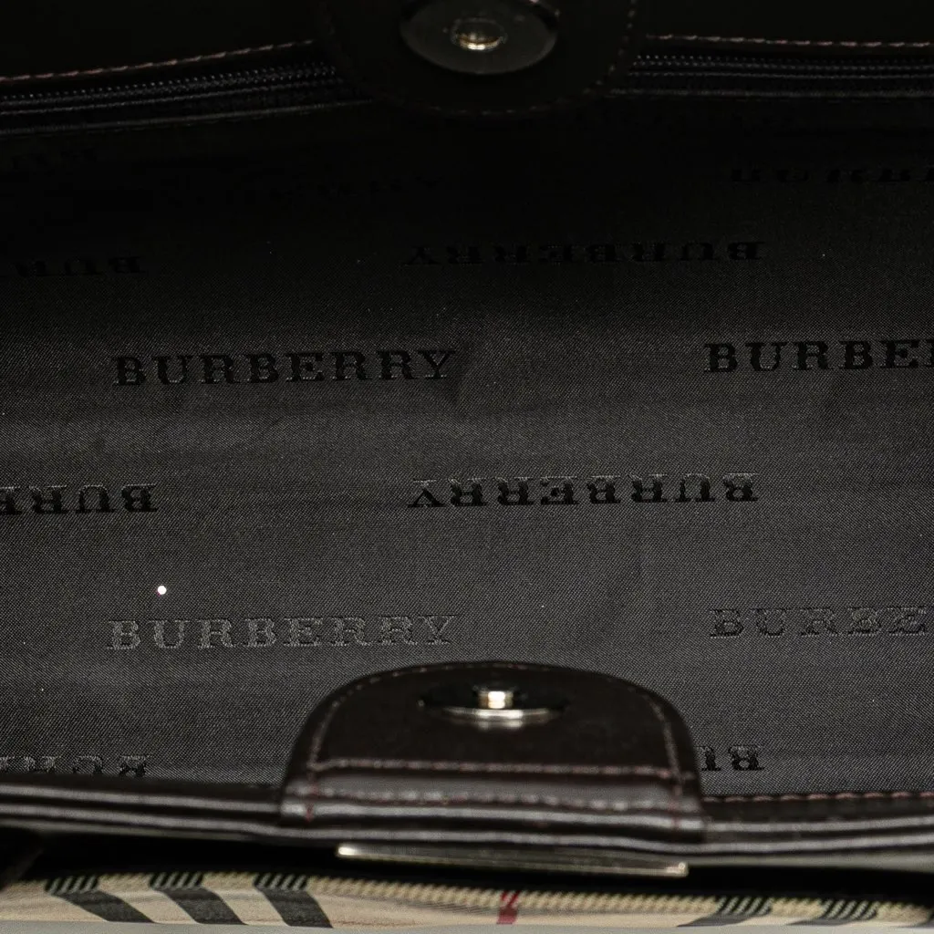 Burberry House Check Canvas Handbag Brown Canvas Good - Model View