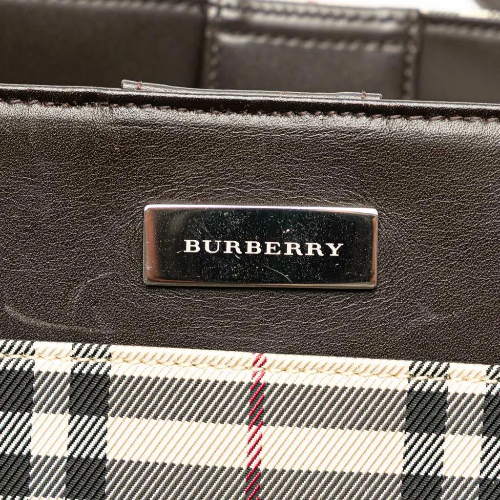 Burberry House Check Canvas Handbag Brown Canvas Good - Box View