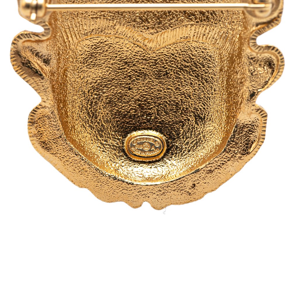 Chanel Gold Plated CC Beetle Brooch - 3