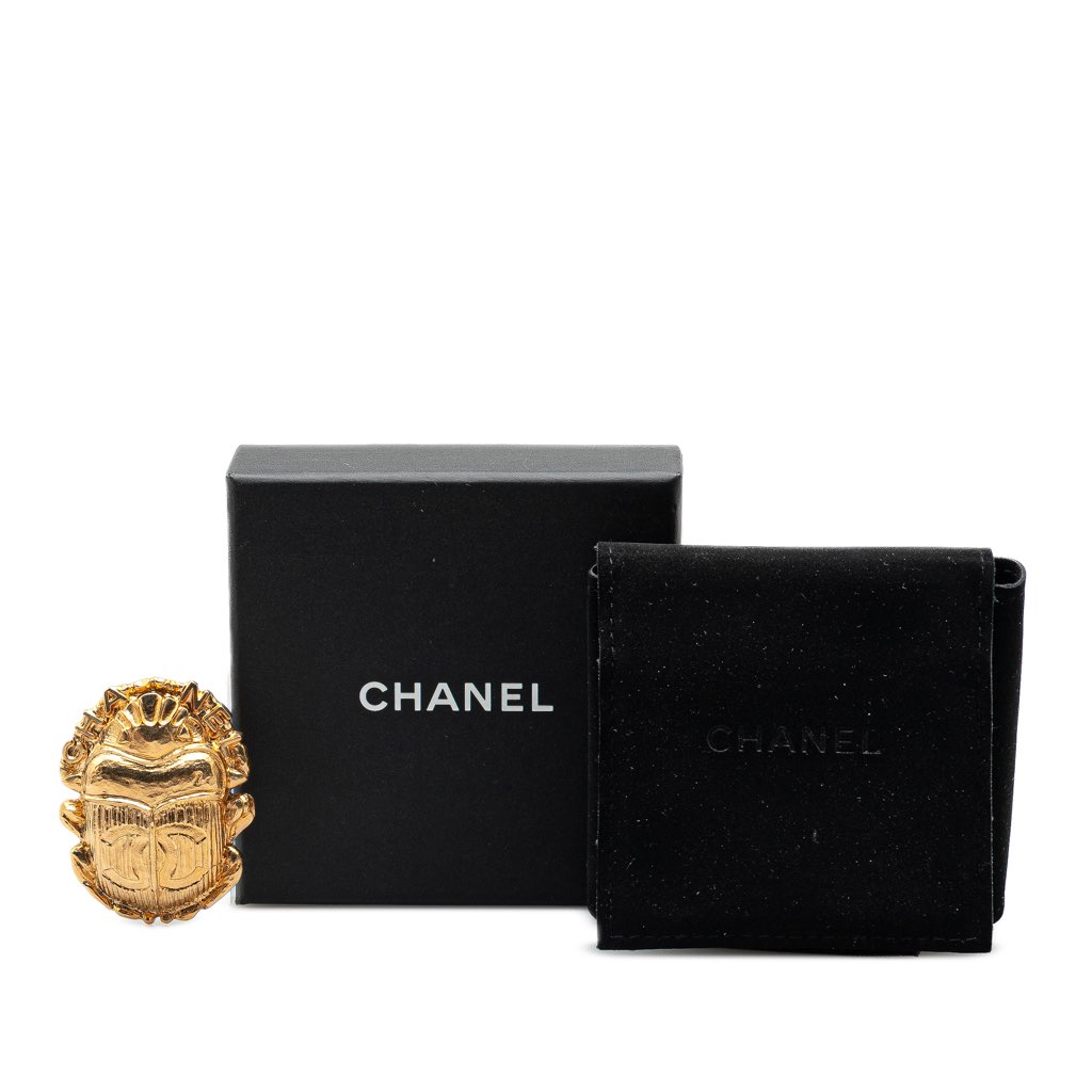 Chanel Gold Plated CC Beetle Brooch - 5