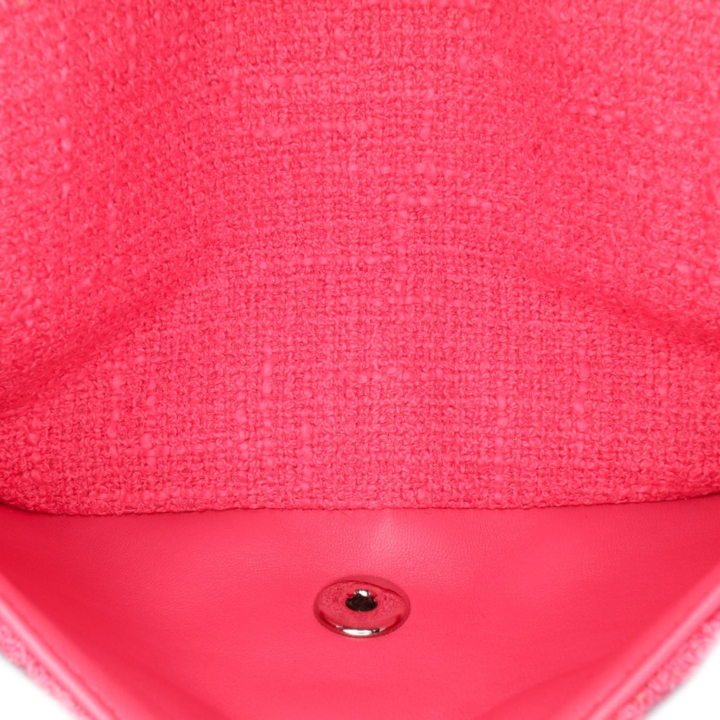 Chanel Medium Classic Tweed Beaded Flower Double Flap - 5