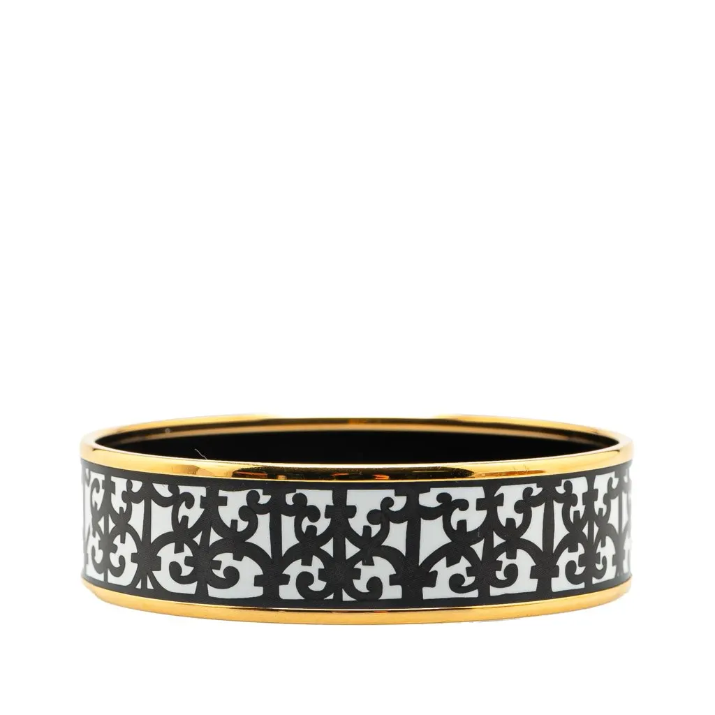 Hermès Wide Balcons du Guadalquivir Enamel Bangle 62 White Good - Front View