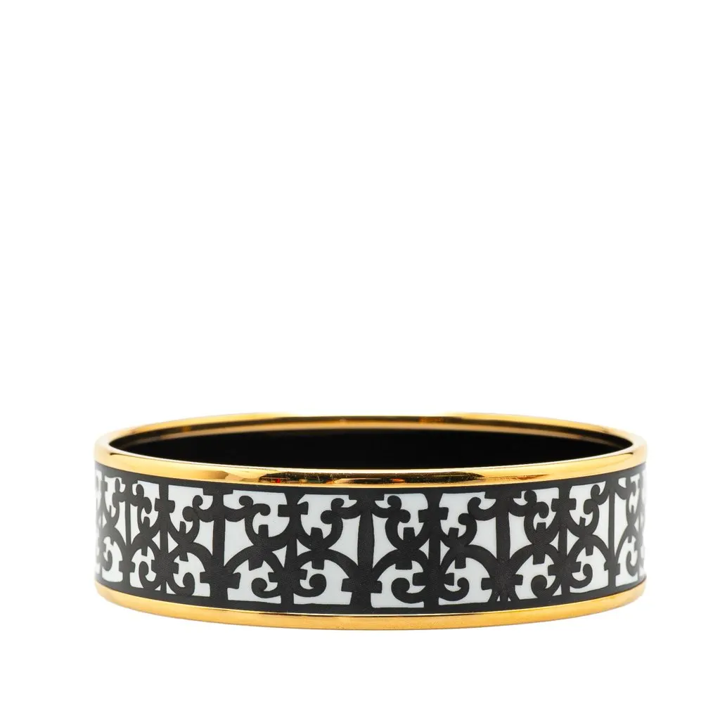 Hermès Wide Balcons du Guadalquivir Enamel Bangle 62 White Good - Back View