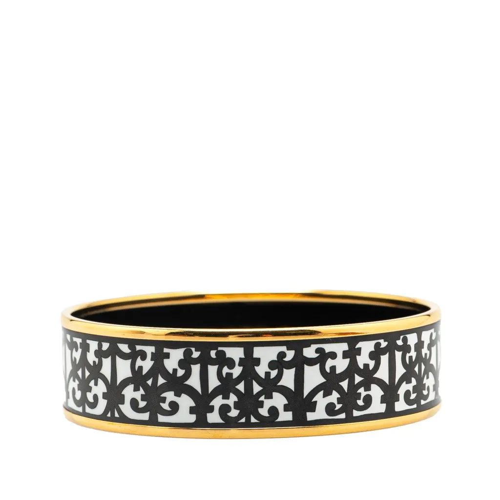 Hermès Wide Balcons du Guadalquivir Enamel Bangle 62 White Good - Inside View