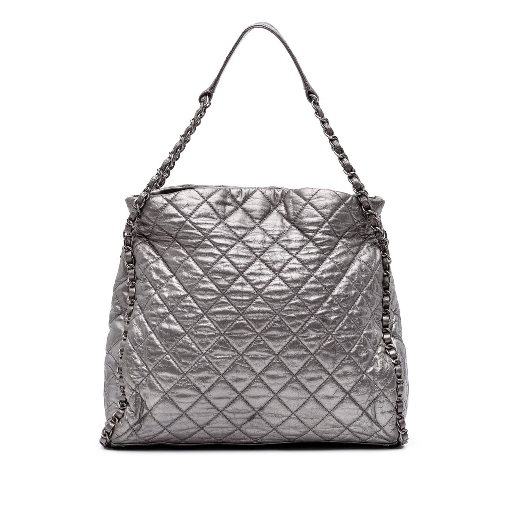 Chanel Large Quilted Metallic Calfskin Chain Me Hobo