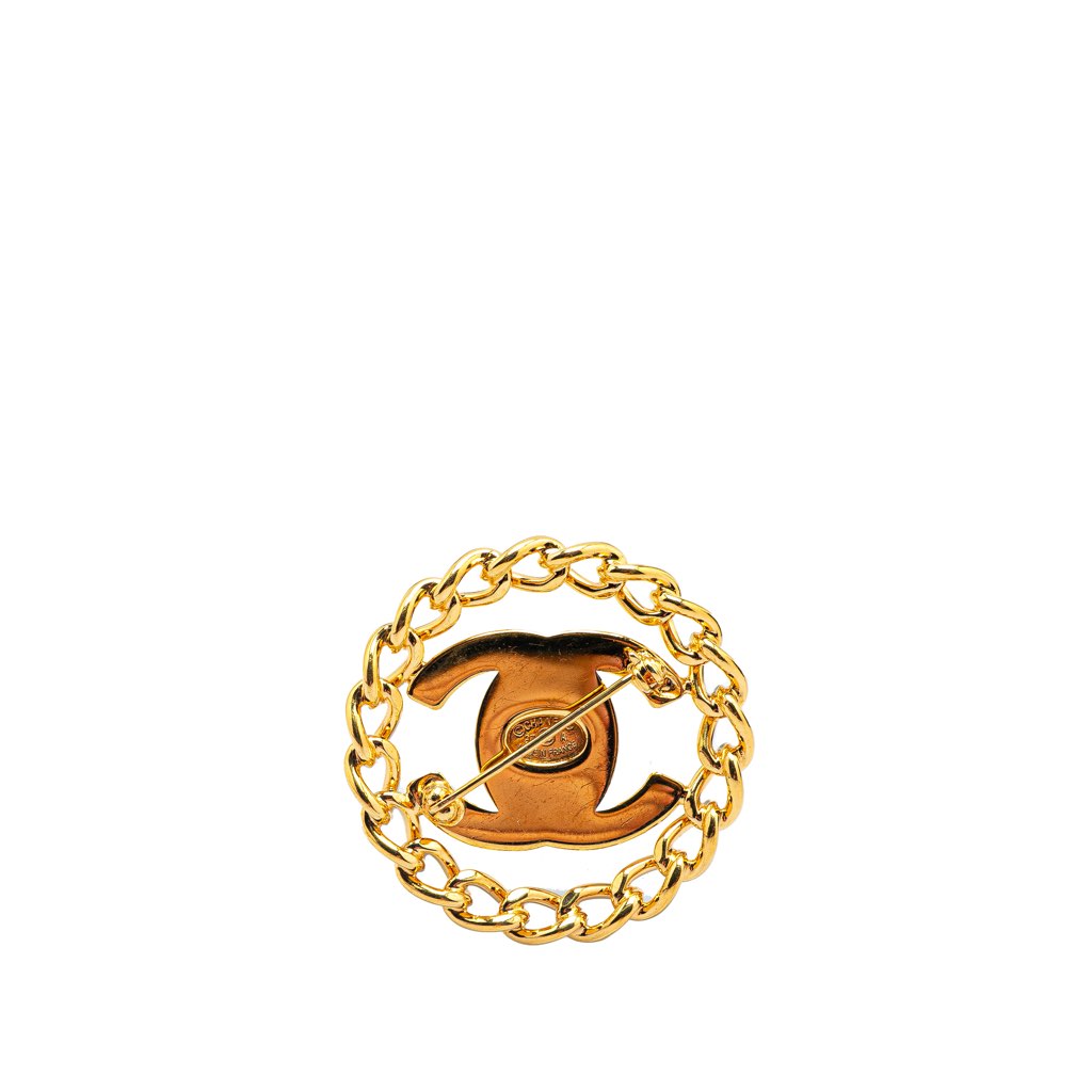 Chanel Gold Plated CC Turnlock Chain Brooch - 2