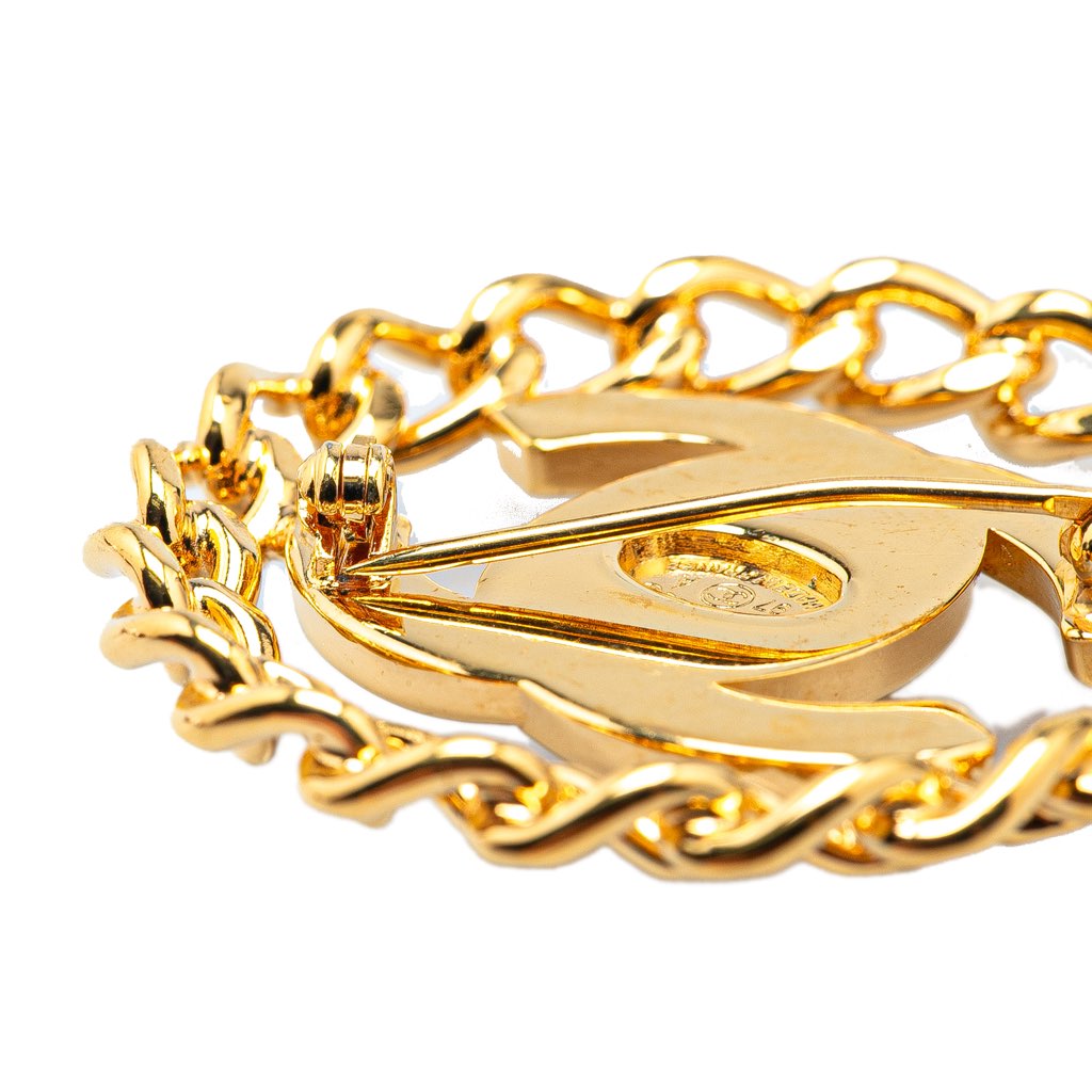 Chanel Gold Plated CC Turnlock Chain Brooch - 4