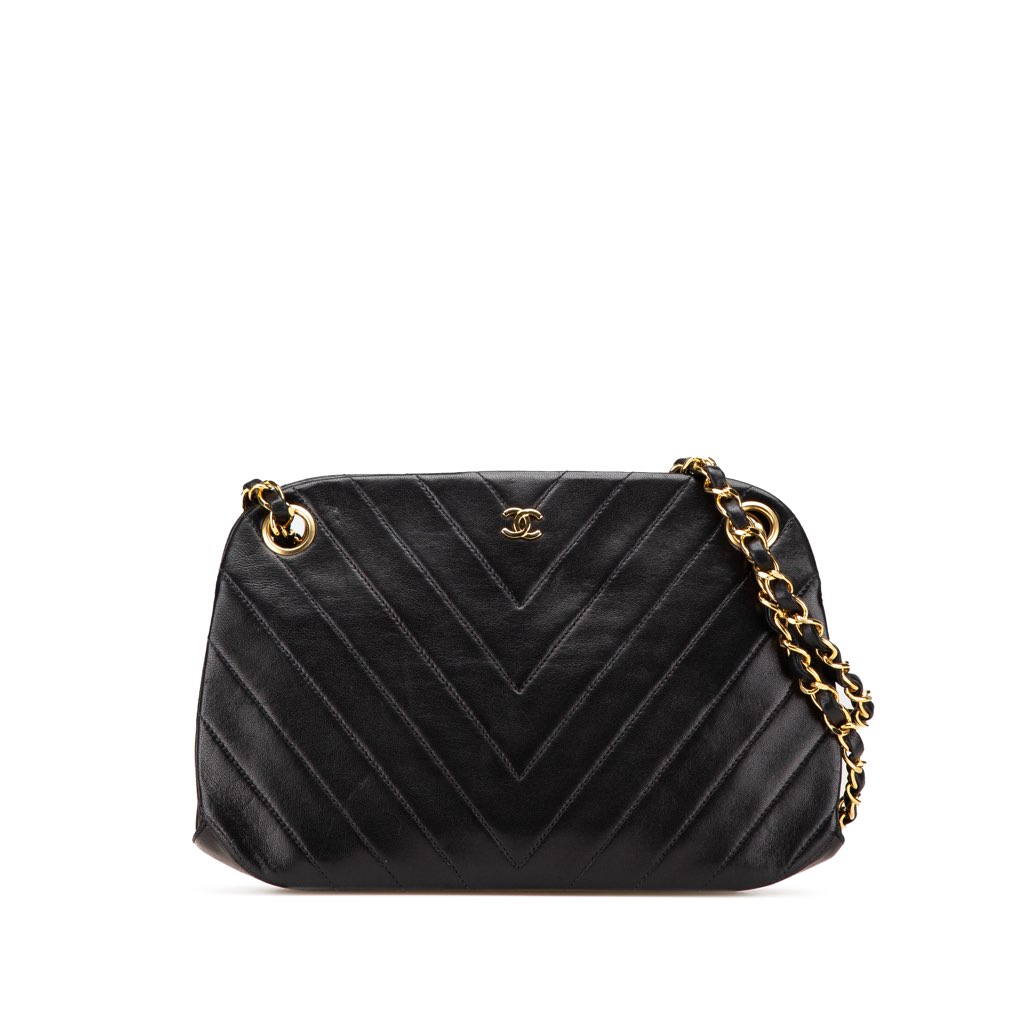 Chanel CC Chevron Lambskin Frame Chain Shoulder Bag