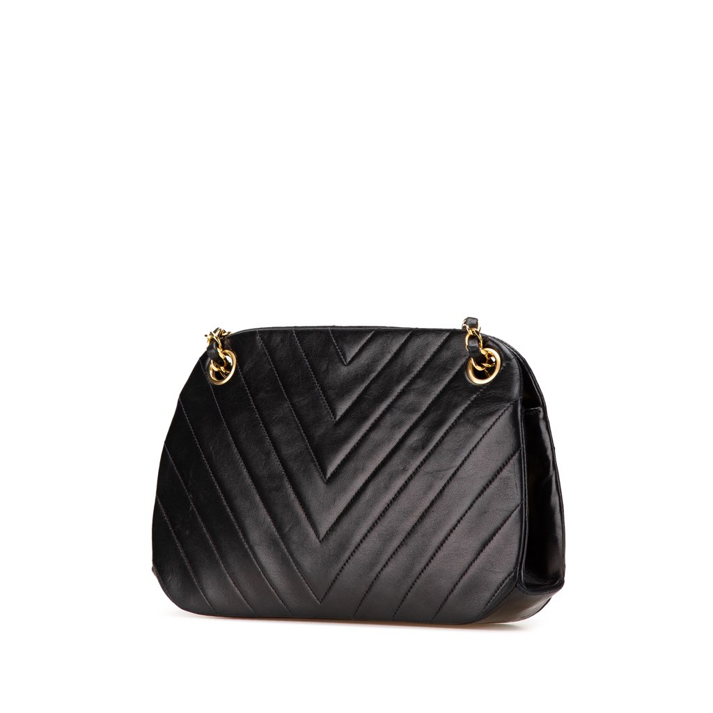 Chanel CC Chevron Lambskin Frame Chain Shoulder Bag - Back view