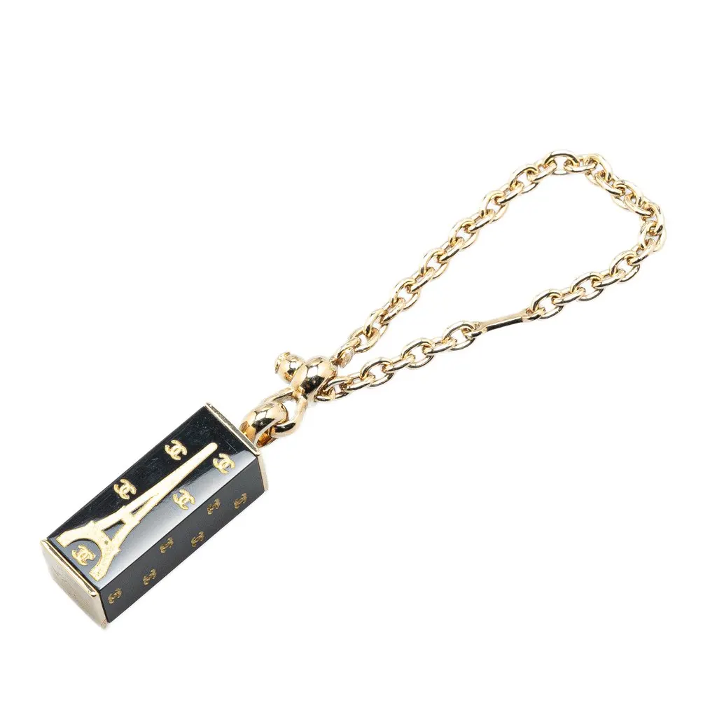 Chanel Enamel Eiffel Tower Bag Charm Black Very good - Front View