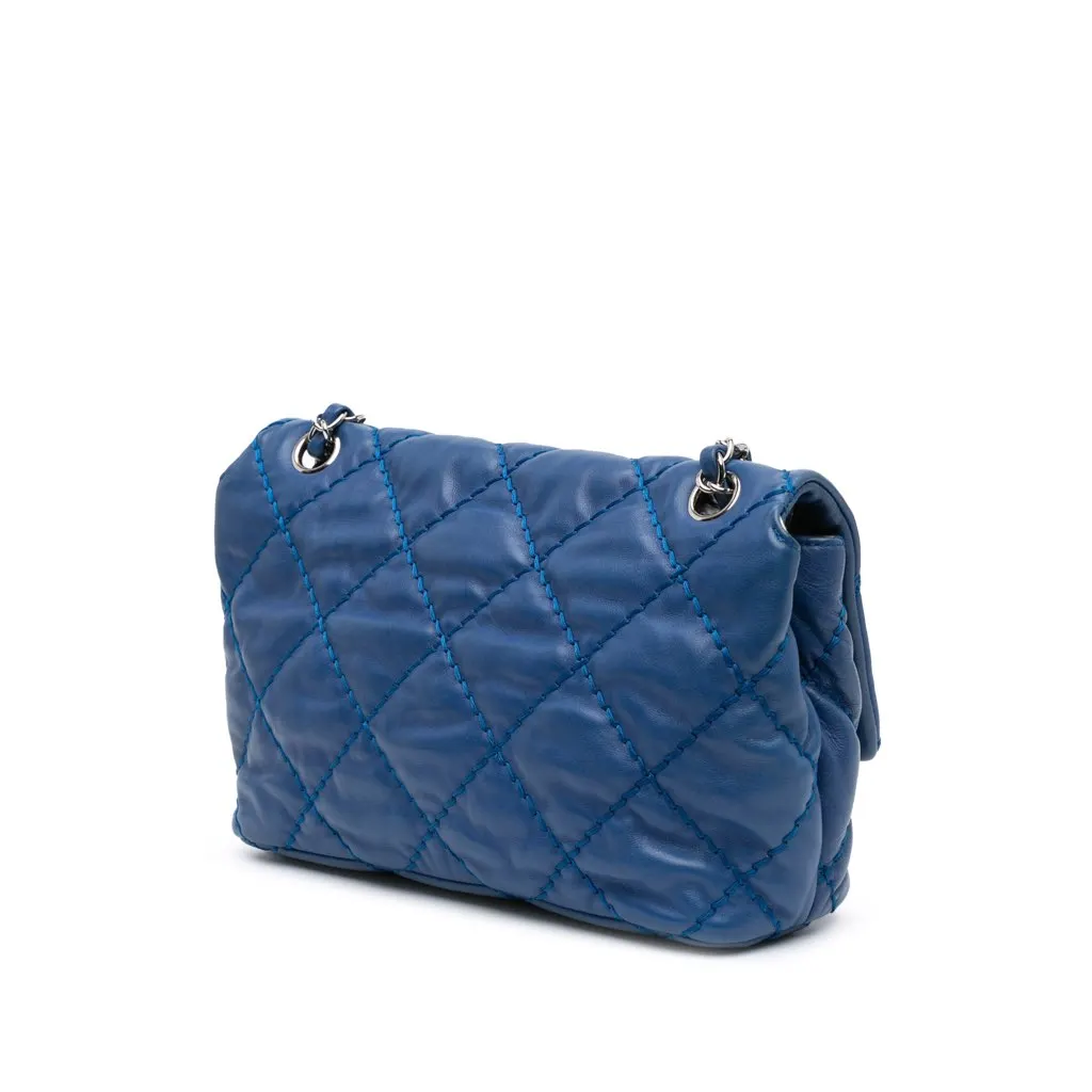 Chanel Small Calfskin Love Me Tender Flap Blue Leather Very good - Back View