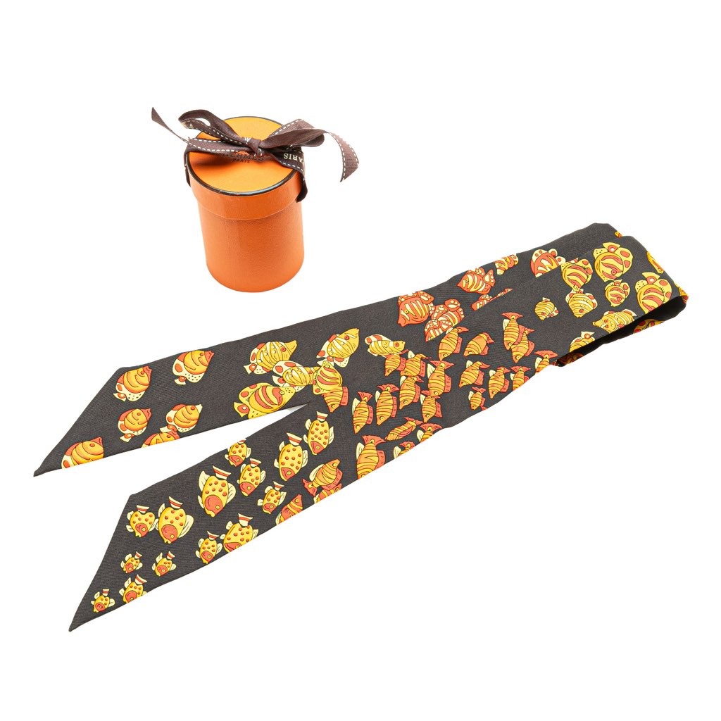 Hermès Rencontre Oceane Silk Twilly Scarf - Side view