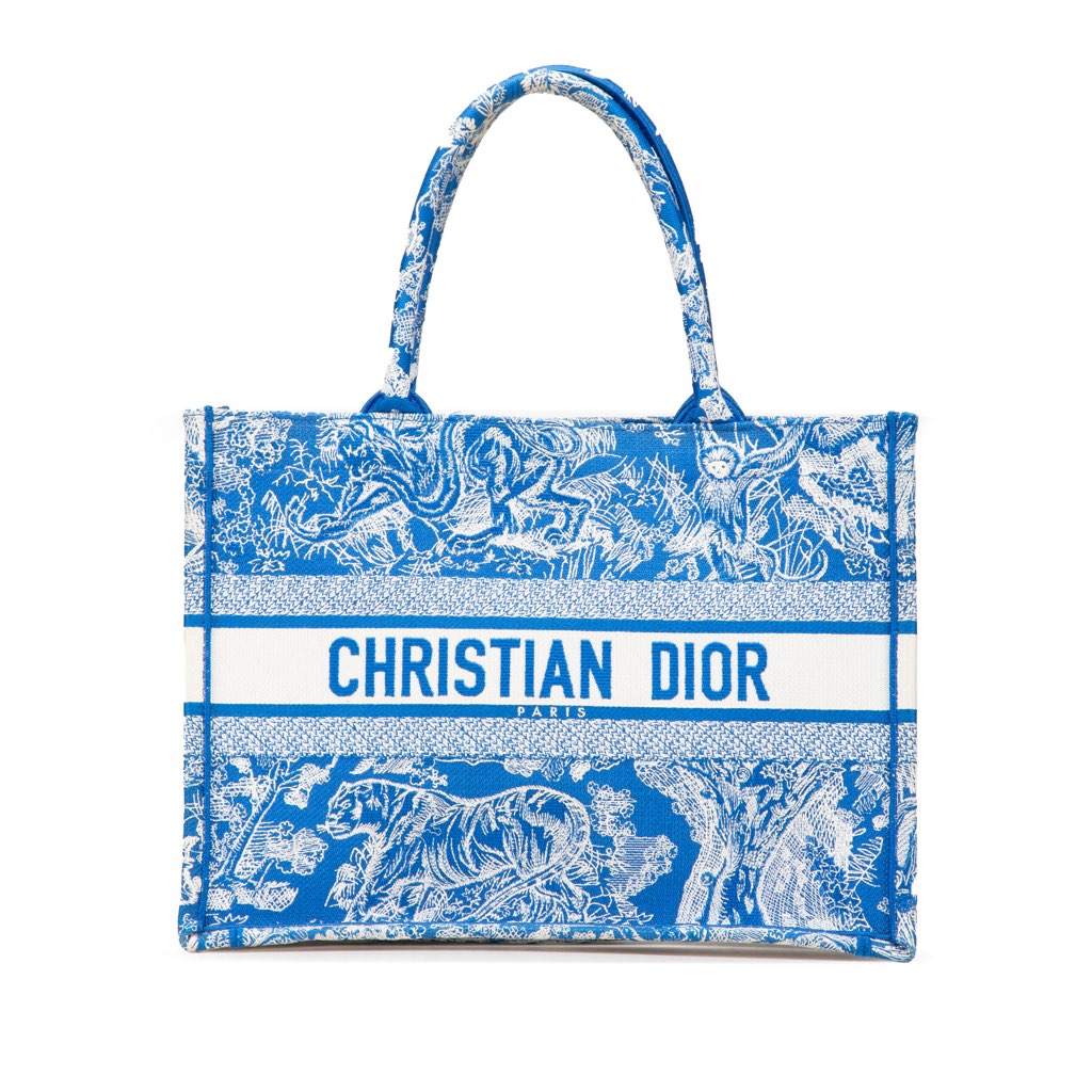 Dior Medium Canvas Embroidered Dioriviera Toile De Jouy Book Tote
