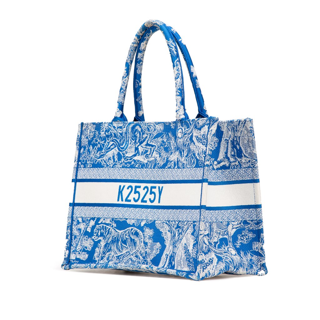 Dior Medium Canvas Embroidered Dioriviera Toile De Jouy Book Tote - Back view