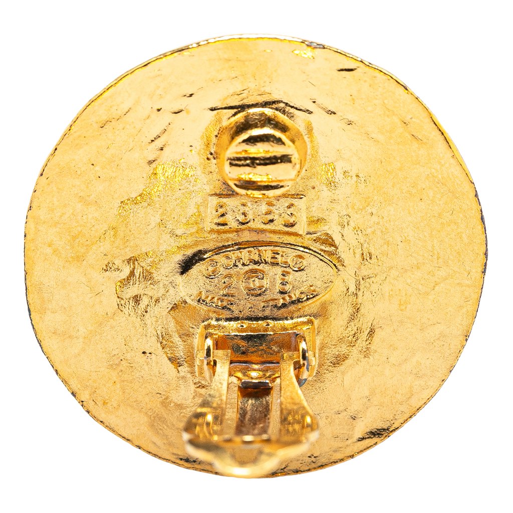 Chanel Gold Plated CC Round Clip on Earrings - 3