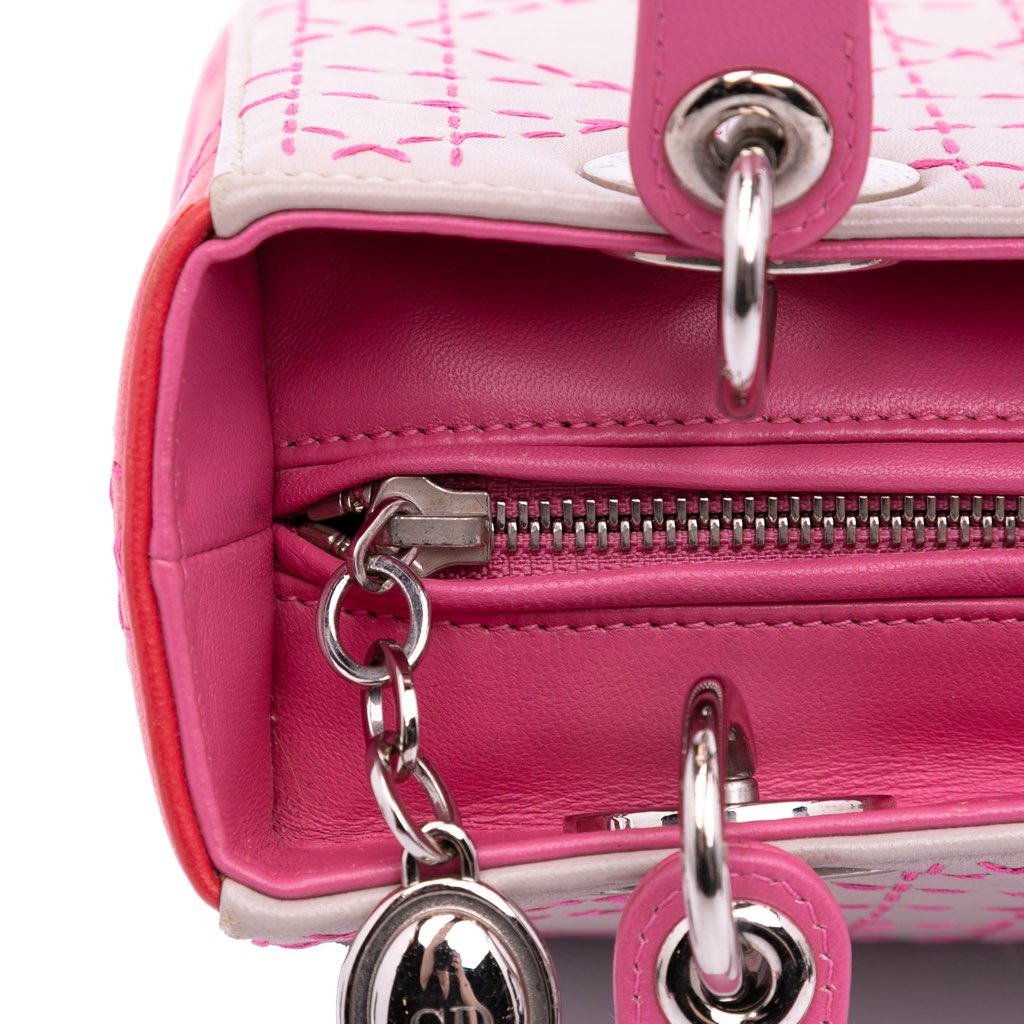 Dior Medium Tricolor Lambskin Macrocannage Stitched Lady Dior - Detail 2