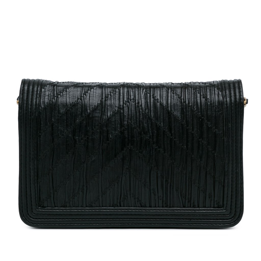 Chanel Pleated Crumpled Chevron Le Boy Wallet On Chain - Image 6